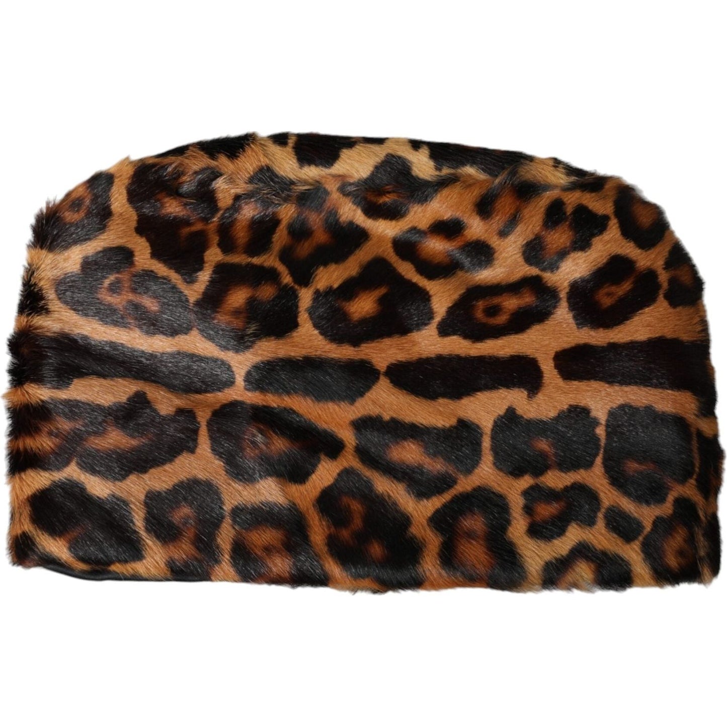 Dolce & Gabbana Brown Leopard Fur Women Bucket Hat Dolce & Gabbana Black