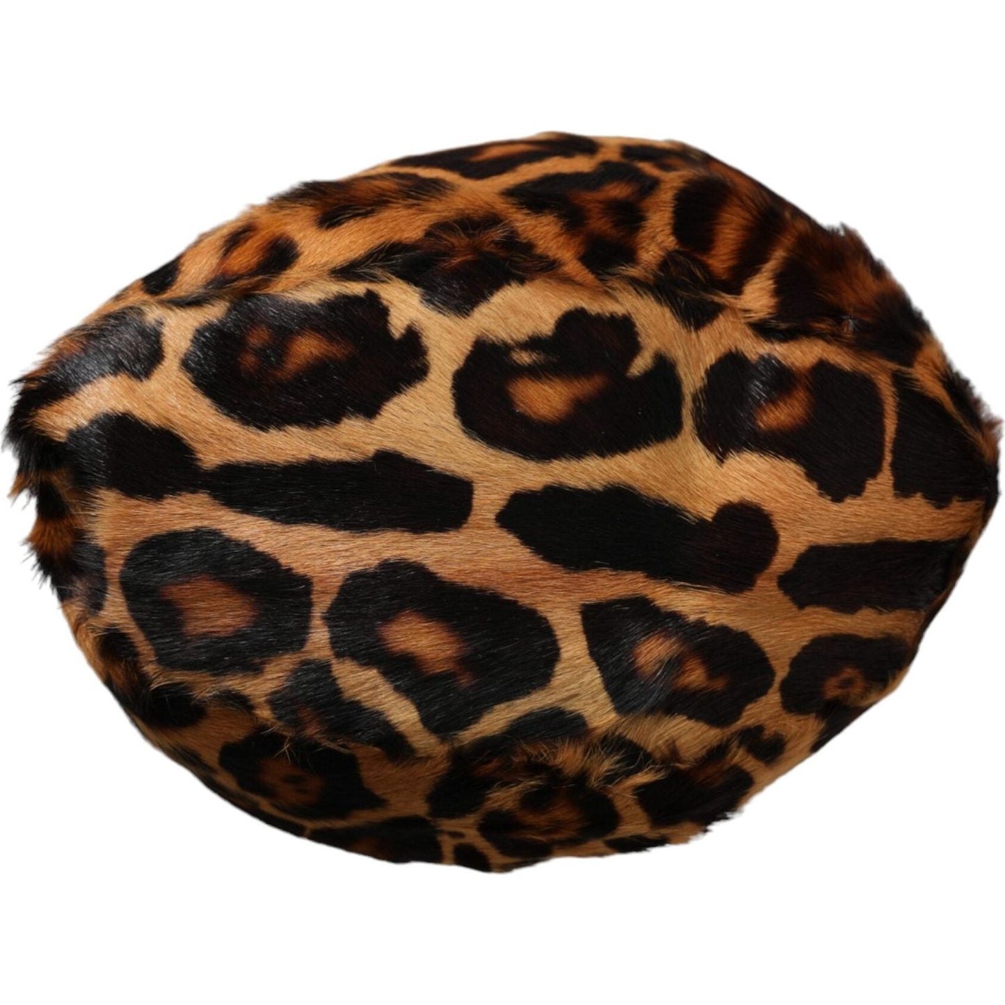 Dolce & Gabbana Brown Leopard Fur Women Bucket Hat Dolce & Gabbana Dark Khaki