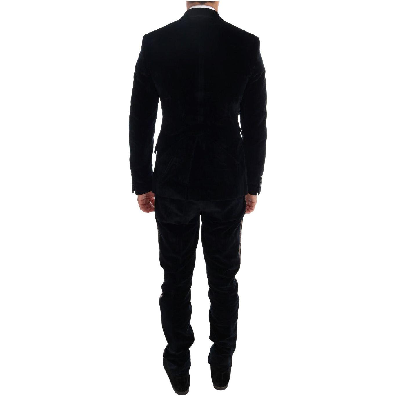 Dolce & Gabbana Elegant Blue Three-Piece Slim Fit Suit Dolce & Gabbana Black