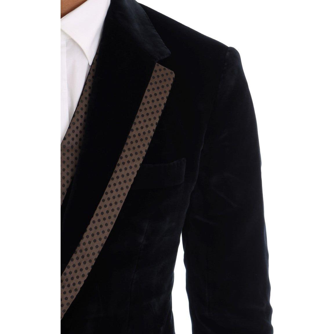 Dolce & Gabbana Elegant Blue Three-Piece Slim Fit Suit Dolce & Gabbana Black