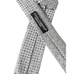 Dolce & Gabbana Light Gray Polka Dot Silk Adjustable Men Tie