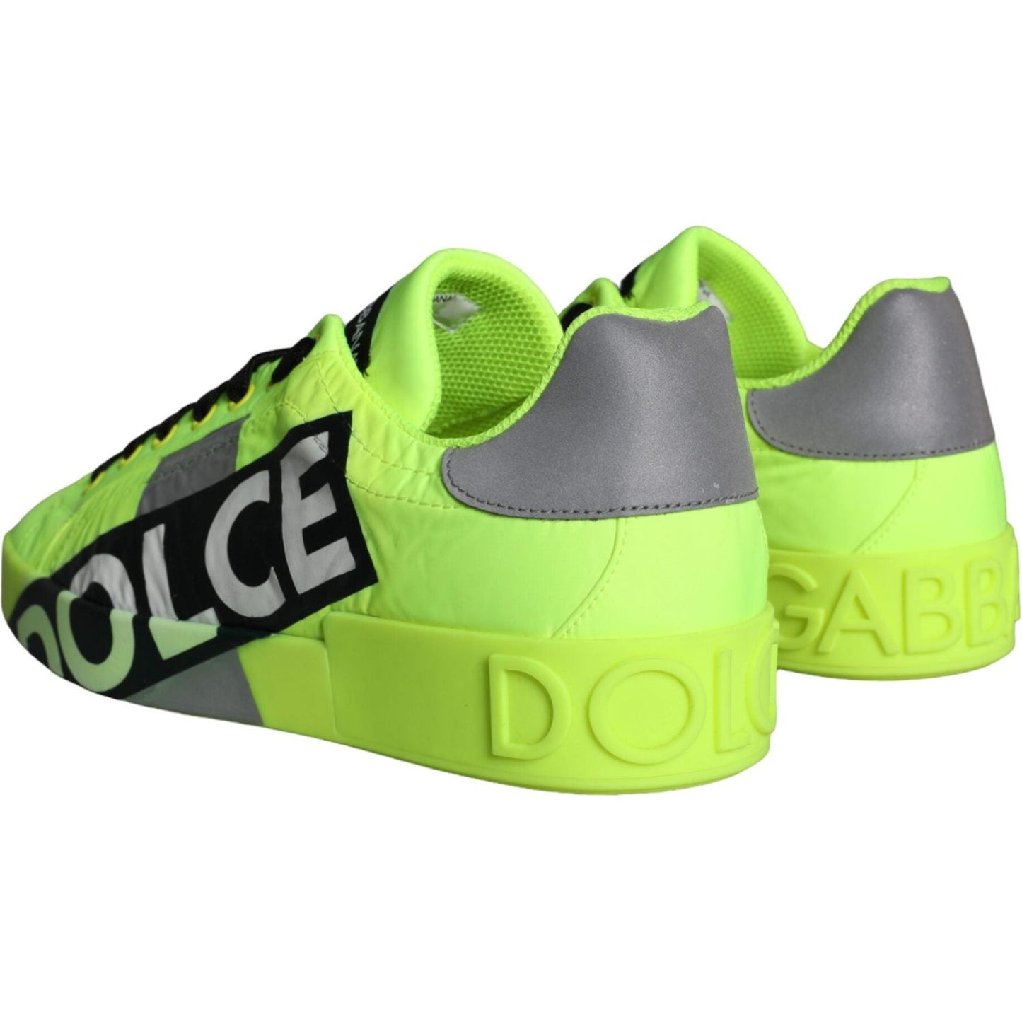 Dolce & Gabbana Neon Green Logo Tape Low Top Sneakers Shoes Dolce & Gabbana Dark Khaki