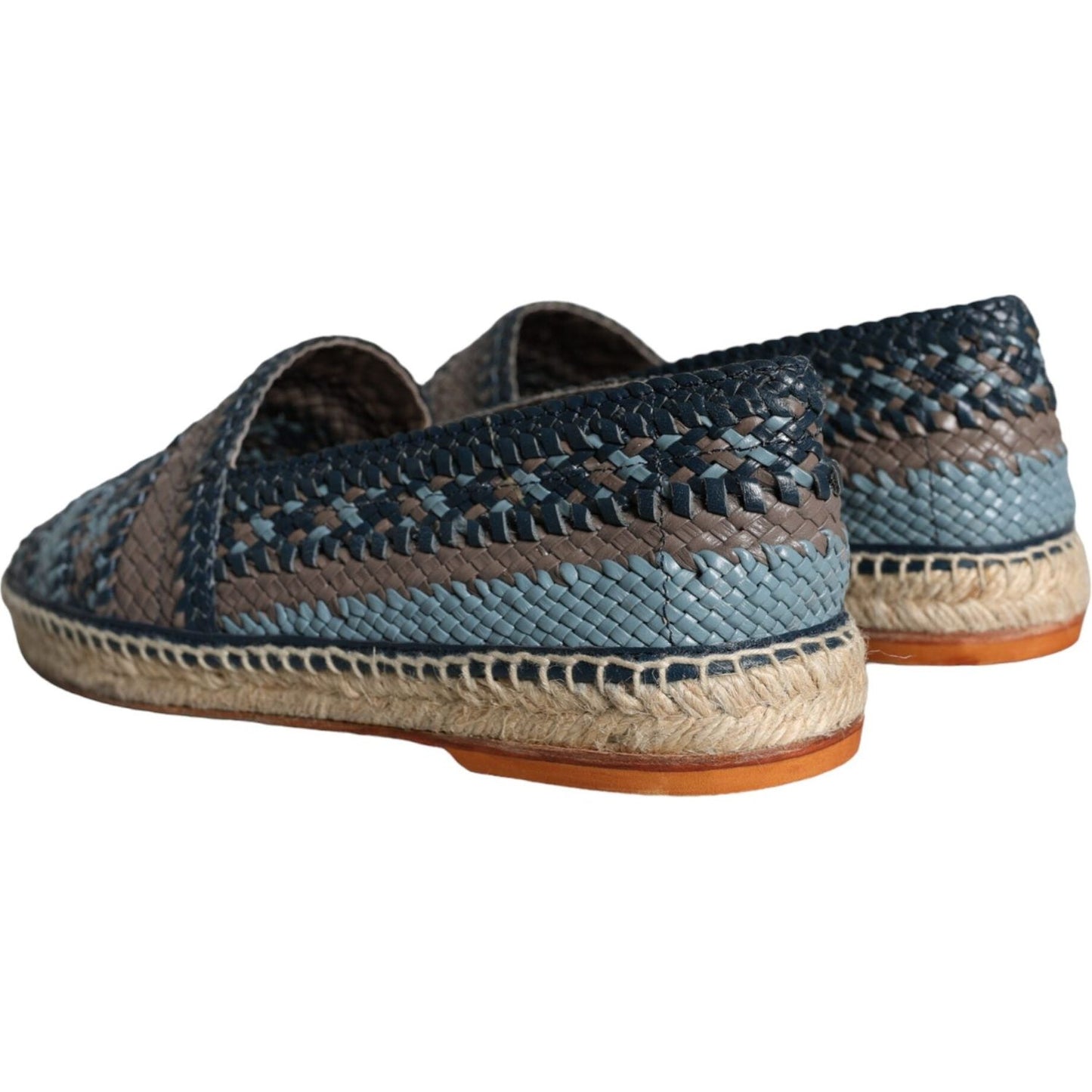 Dolce & Gabbana Blue Gray Woven Leather Buffalo Espadrille Shoes Dolce & Gabbana Dark Slate Gray