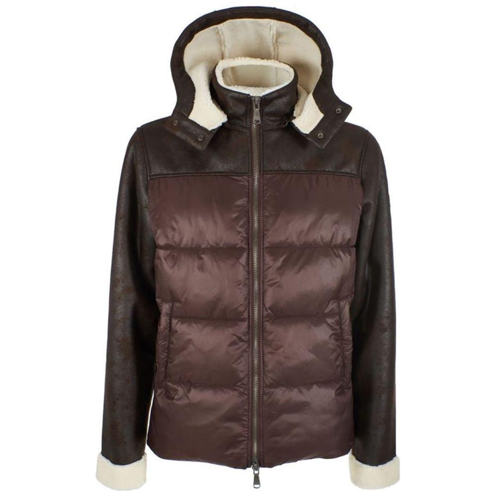 Yes Zee Brown Nylon Men's Quilted Jacket Yes Zee Dark Slate Gray