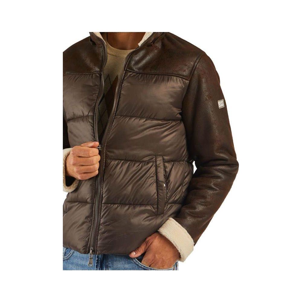 Yes Zee Brown Nylon Men's Quilted Jacket Yes Zee Dark Slate Gray