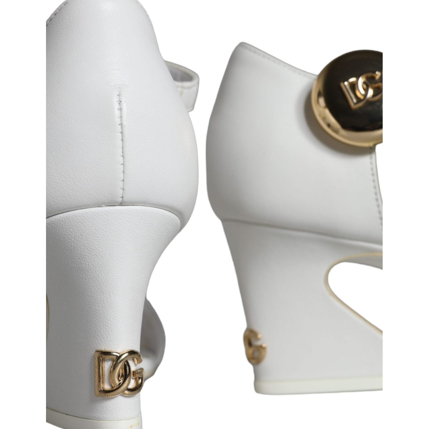Dolce & Gabbana White Leather Heels Keira Sandals Shoes Dolce & Gabbana Light Gray