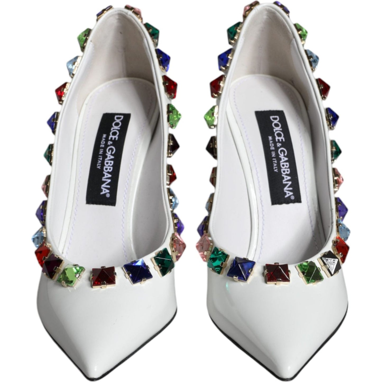 Dolce & Gabbana White Crystals Leather High Heels Pumps Shoes Dolce & Gabbana Light Gray