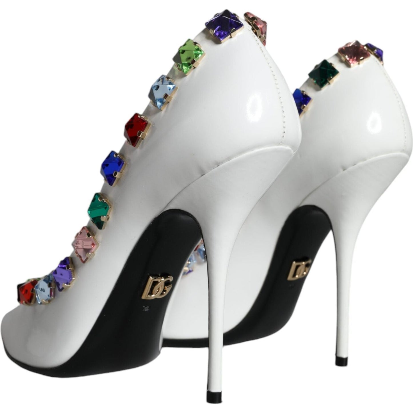 Dolce & Gabbana White Crystals Leather High Heels Pumps Shoes Dolce & Gabbana Light Gray