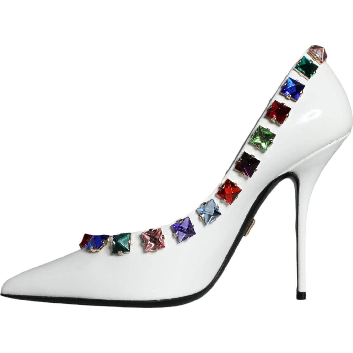 Dolce & Gabbana White Crystals Leather High Heels Pumps Shoes Dolce & Gabbana Light Gray