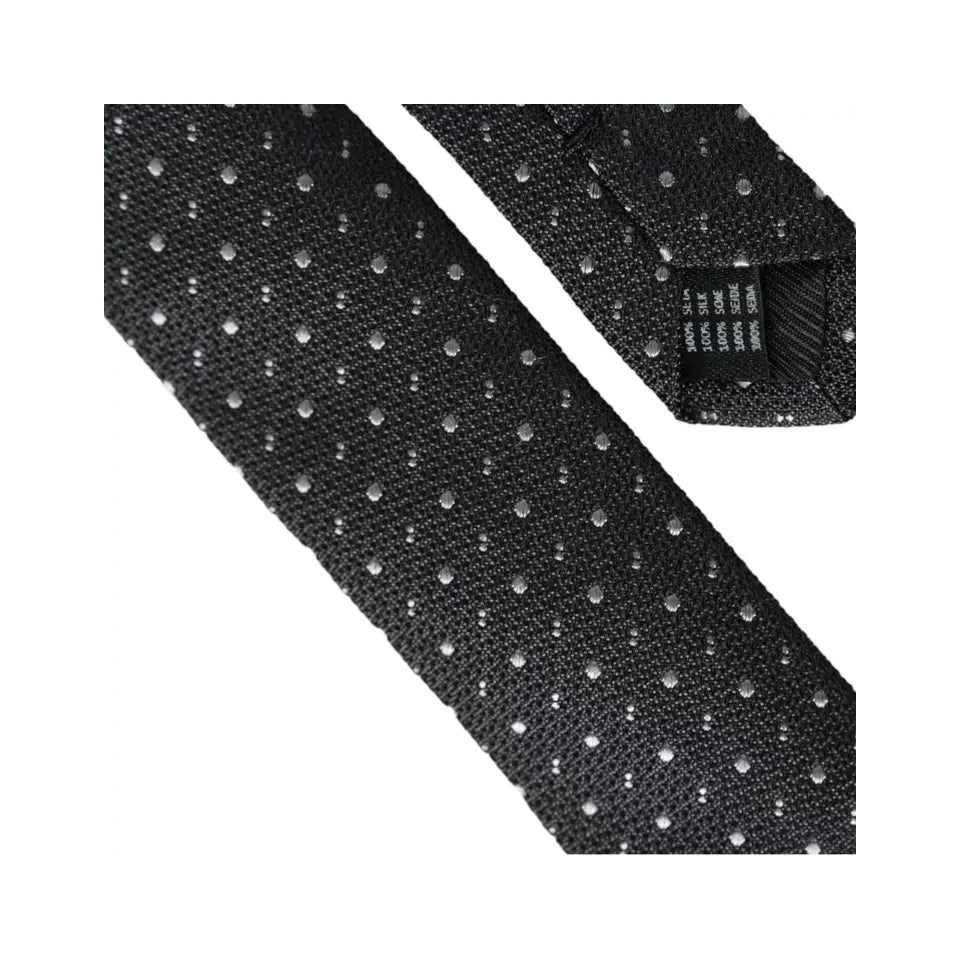 Dolce & Gabbana Black Polka Dot Silk Adjustable Men Tie Dolce & Gabbana Dark Slate Gray