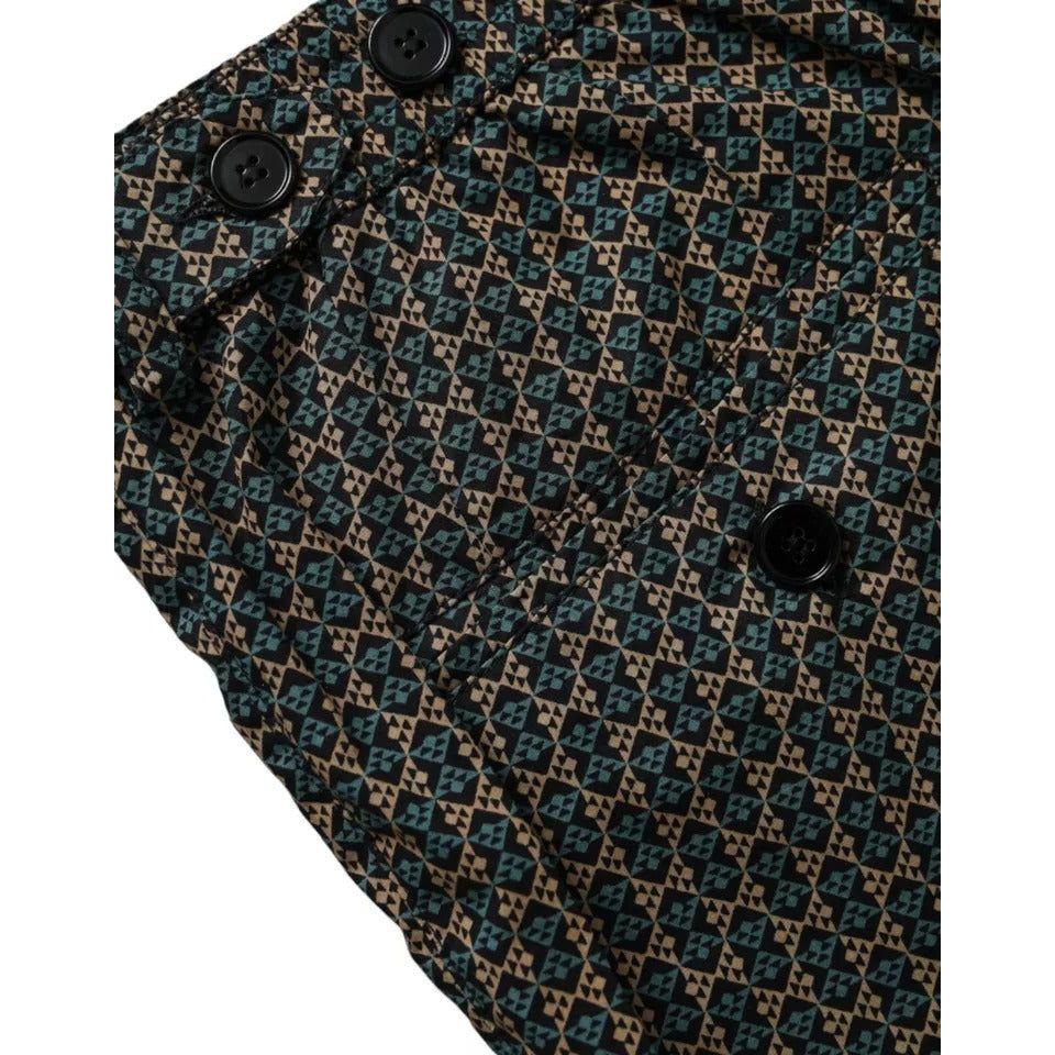 Dolce & Gabbana Brown Patterned Beachwear Swim Shorts Swimwear Dolce & Gabbana Black