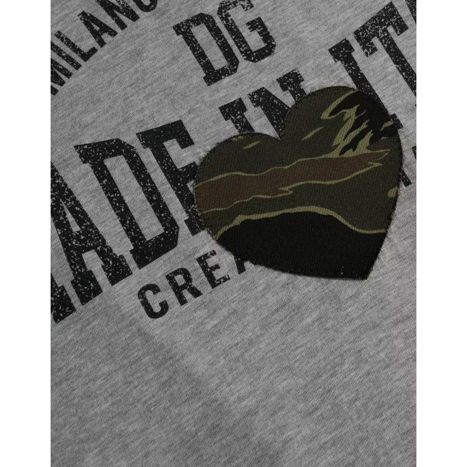 Dolce & Gabbana Gray Graphic Print Cotton Round Neck T-shirt Dolce & Gabbana Slate Gray