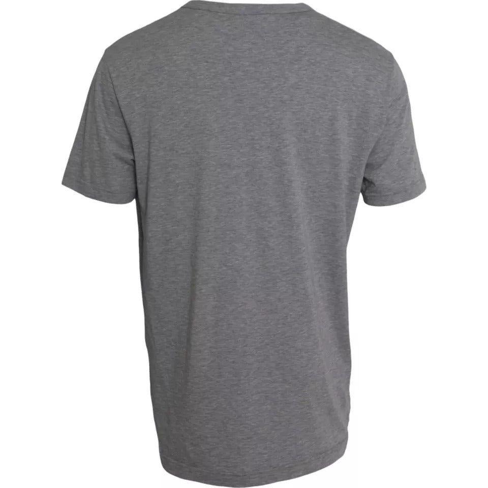Dolce & Gabbana Gray Graphic Print Cotton Round Neck T-shirt Dolce & Gabbana Dim Gray
