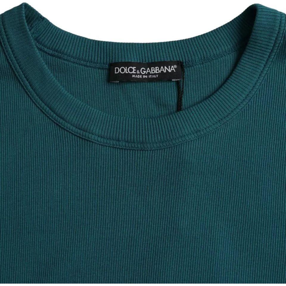 Dolce & Gabbana Blue Green Cotton Round Neck Short Sleeves T-shirt Dolce & Gabbana Dark Slate Gray