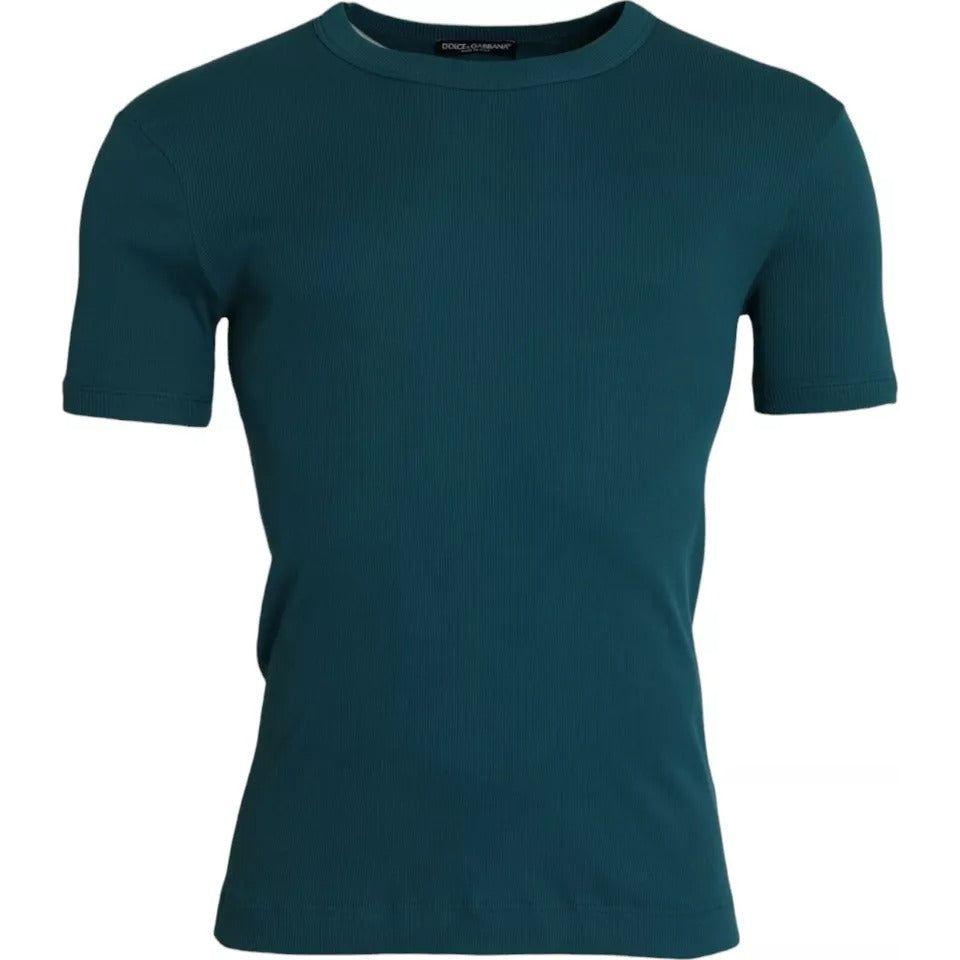 Dolce & Gabbana Blue Green Cotton Round Neck Short Sleeves T-shirt Dolce & Gabbana Dark Slate Gray