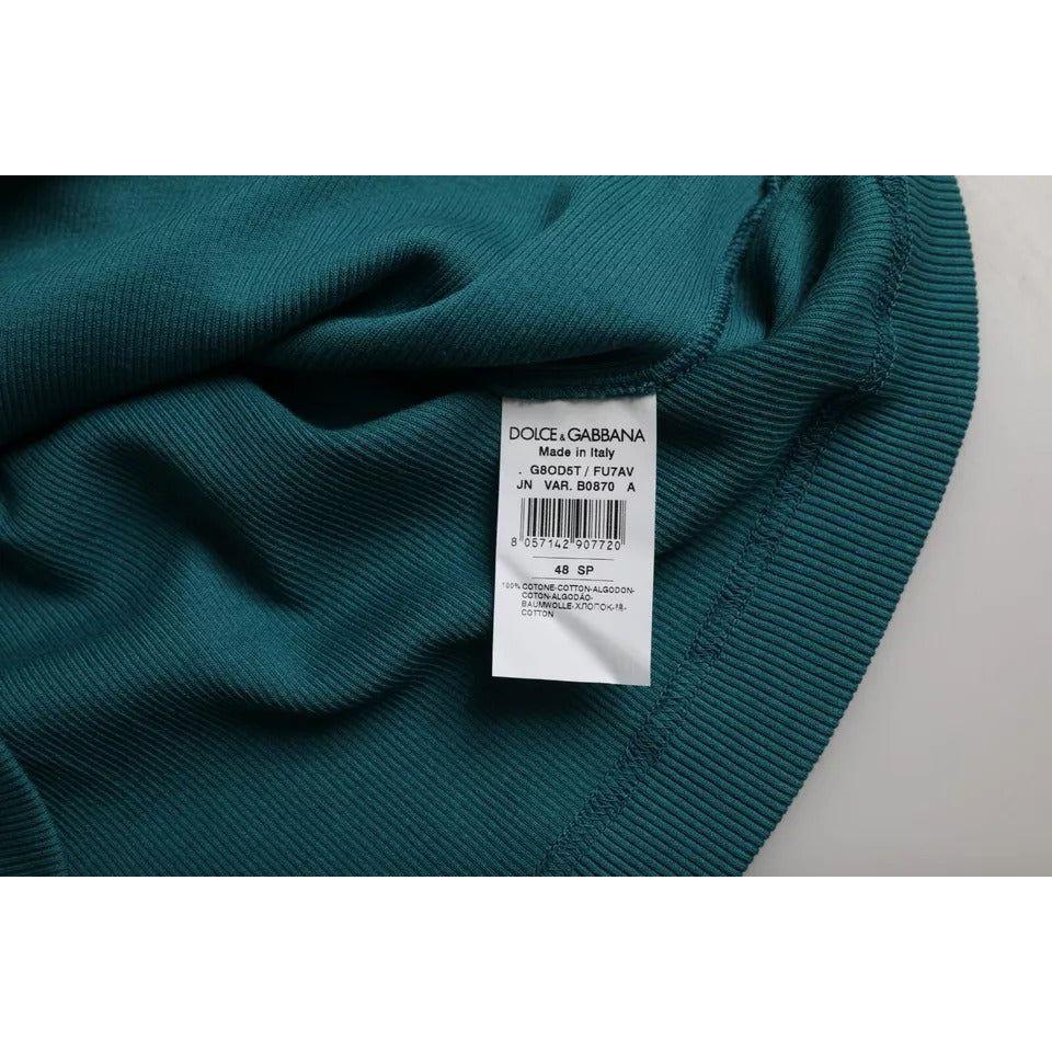 Dolce & Gabbana Blue Green Cotton Round Neck Short Sleeves T-shirt Dolce & Gabbana Dark Slate Gray