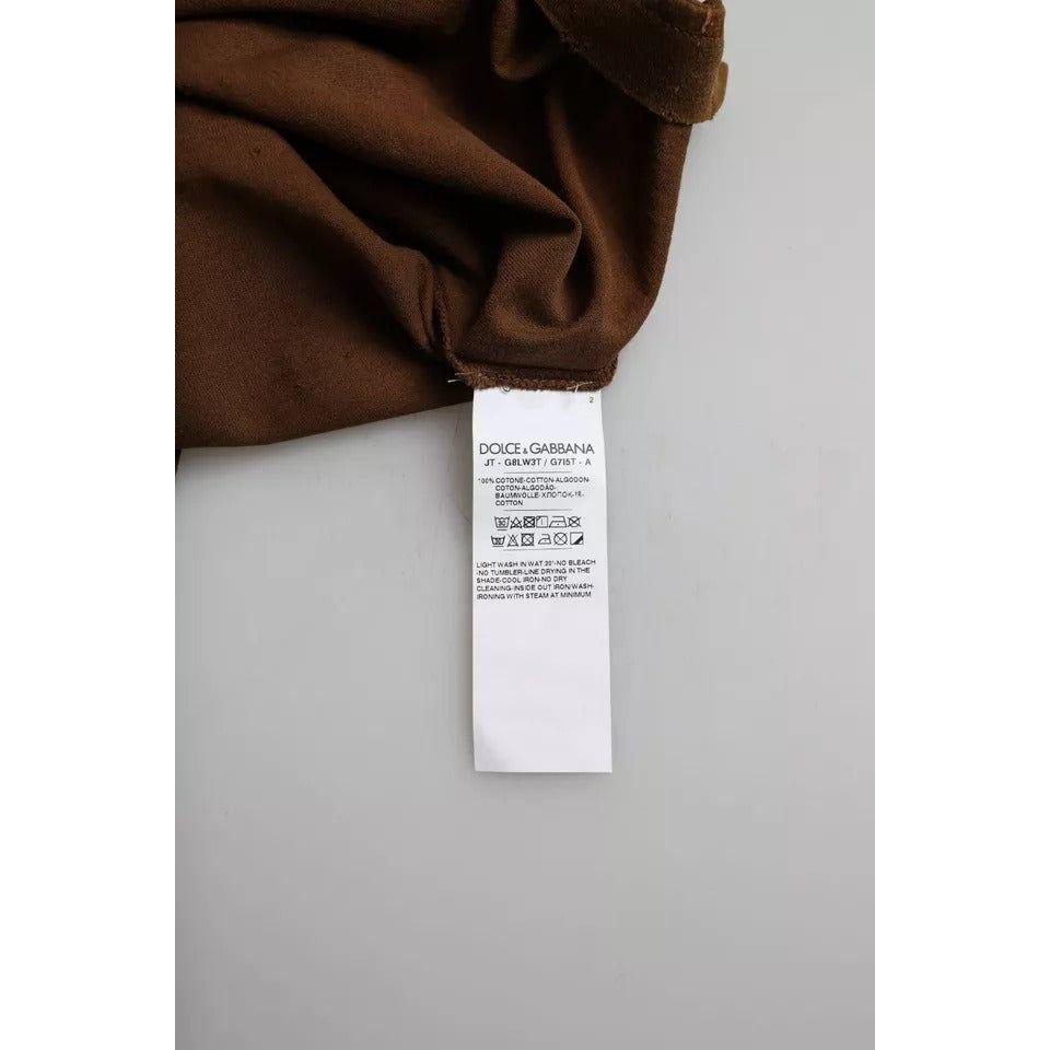 Dolce & Gabbana Brown Color Splash Cotton Crew Neck T-shirt Dolce & Gabbana Gray