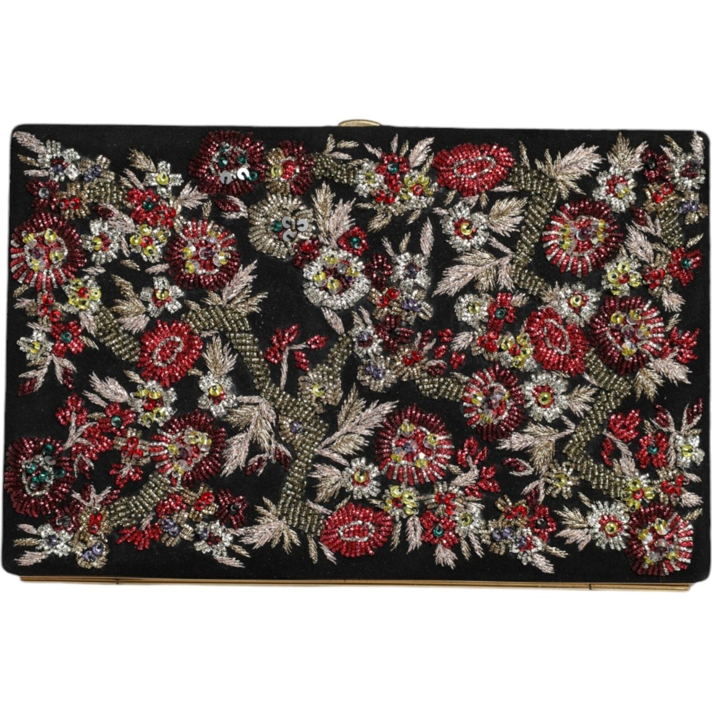 Dolce & Gabbana Multicolor Floral Gold Frame Clutch Evening Purse Bag Dolce & Gabbana Dark Slate Gray