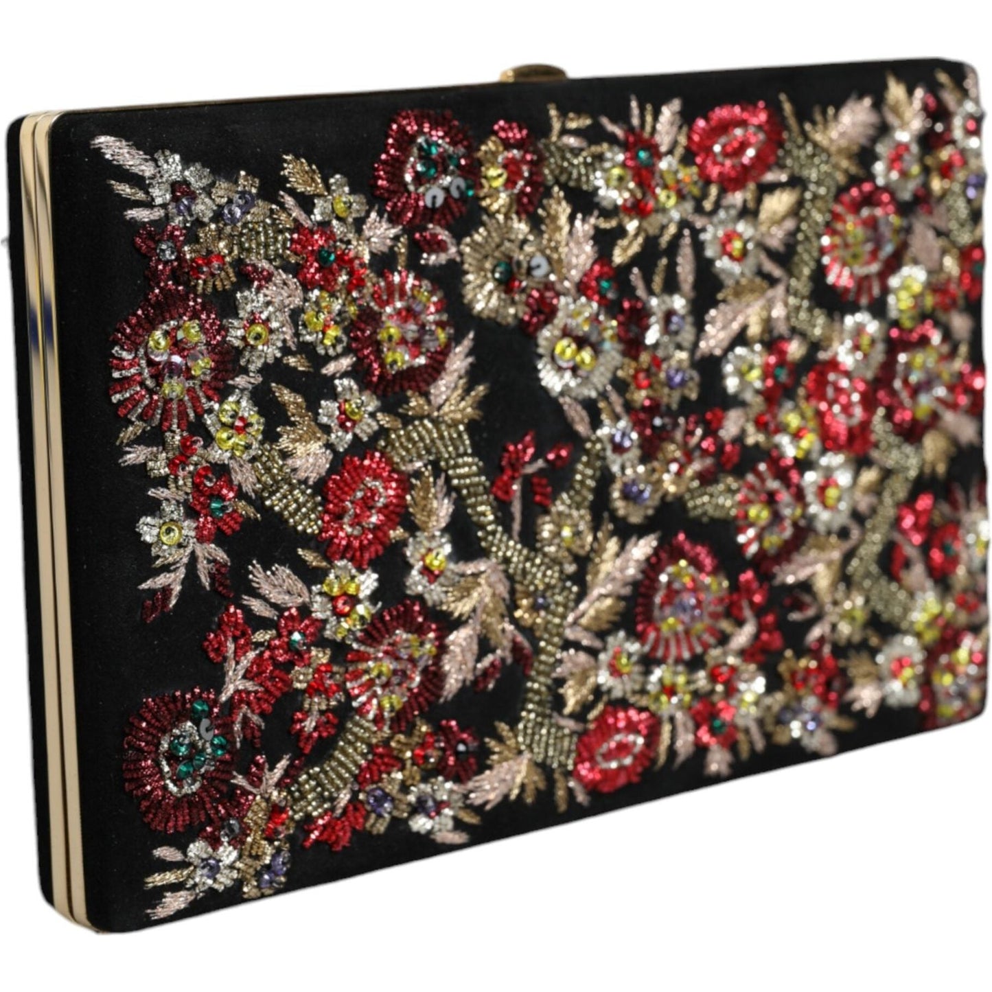 Dolce & Gabbana Multicolor Floral Gold Frame Clutch Evening Purse Bag Dolce & Gabbana Dark Slate Gray