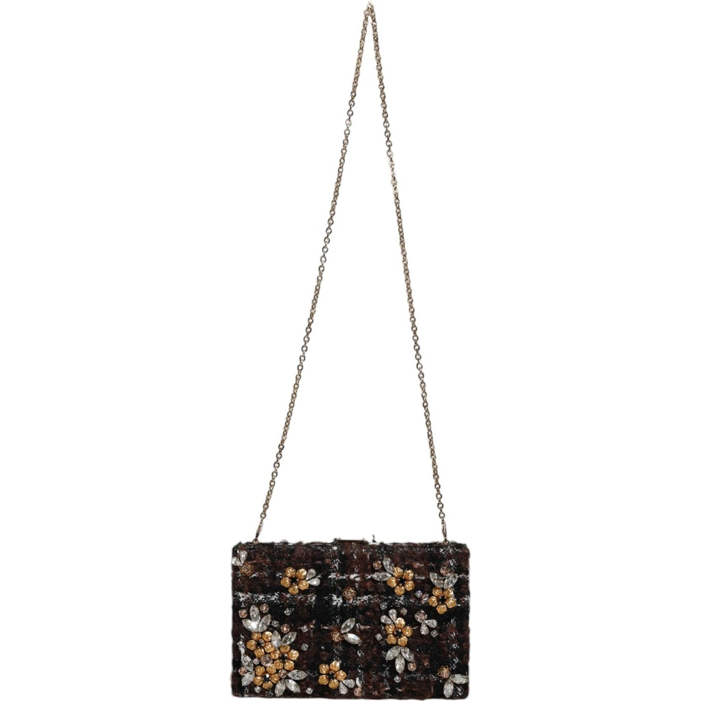 Dolce & Gabbana Multicolor Tweed Floral Clutch Evening Party Purse CrossBody Bag Dolce & Gabbana Black