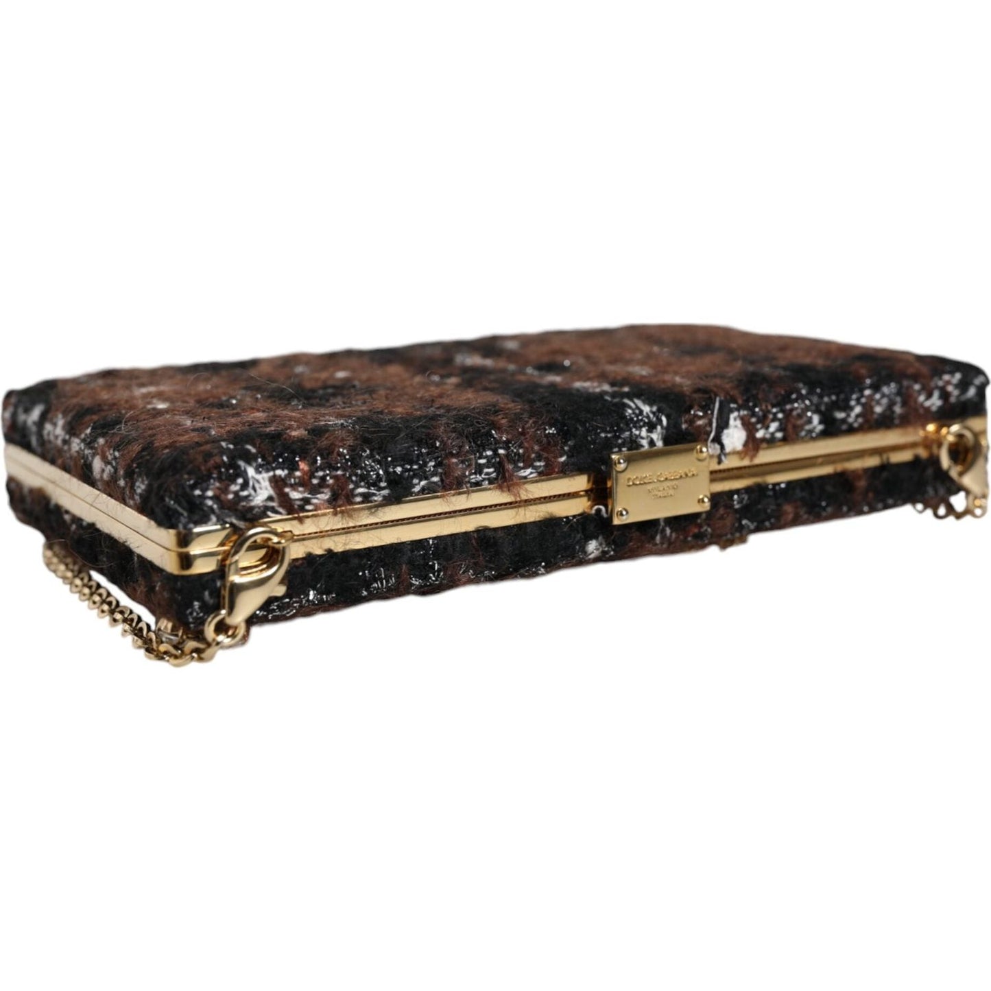 Dolce & Gabbana Multicolor Tweed Floral Clutch Evening Party Purse CrossBody Bag Dolce & Gabbana Dark Slate Gray