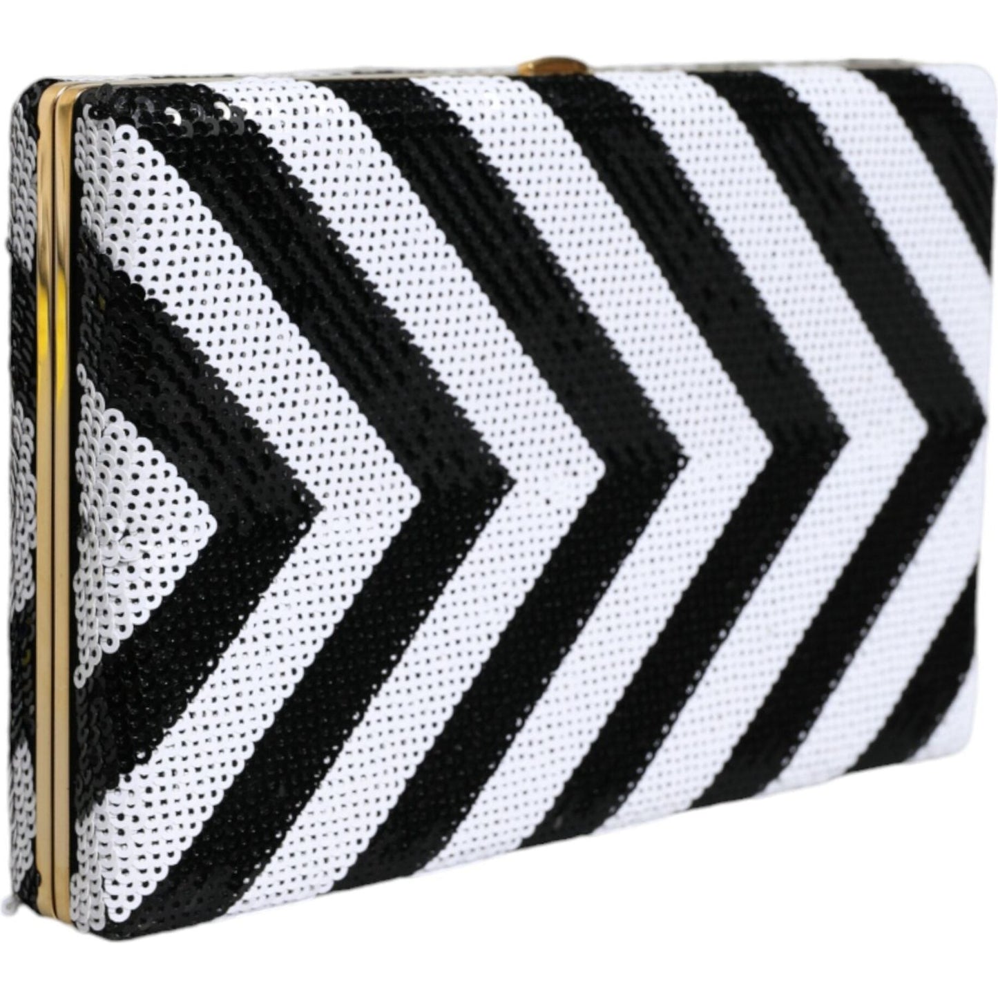 Dolce & Gabbana Black White Gold Frame Clutch Evening Party Purse Bag Dolce & Gabbana Black