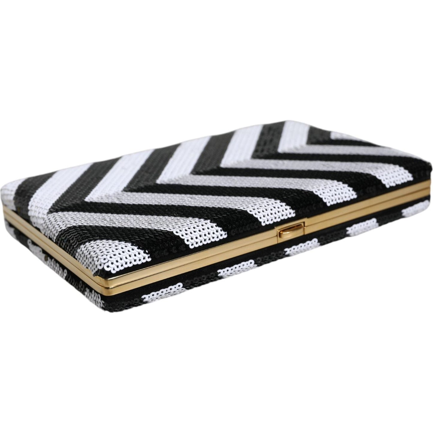 Dolce & Gabbana Black White Gold Frame Clutch Evening Party Purse Bag Dolce & Gabbana Gray