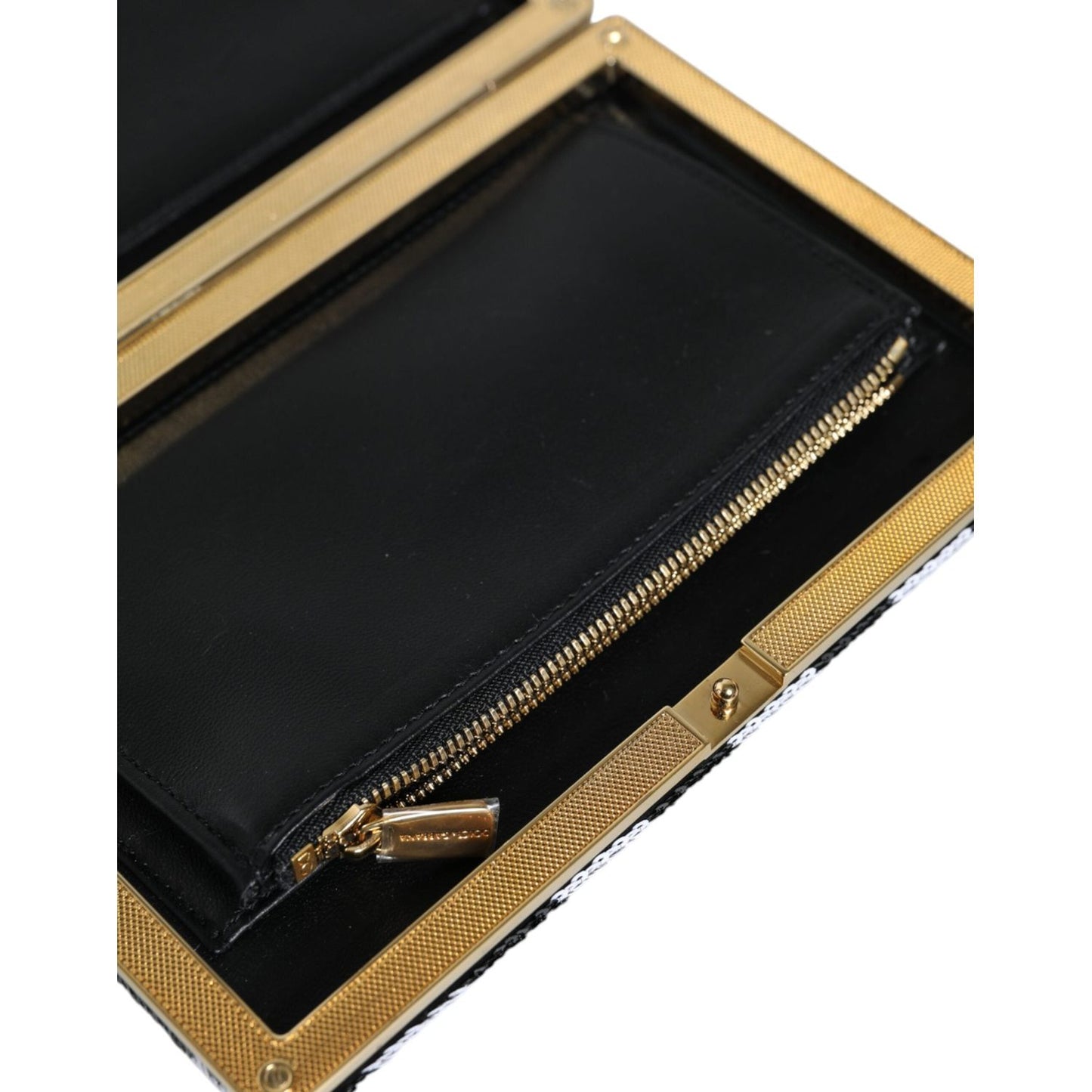 Dolce & Gabbana Black White Gold Frame Clutch Evening Party Purse Bag Dolce & Gabbana Dark Khaki