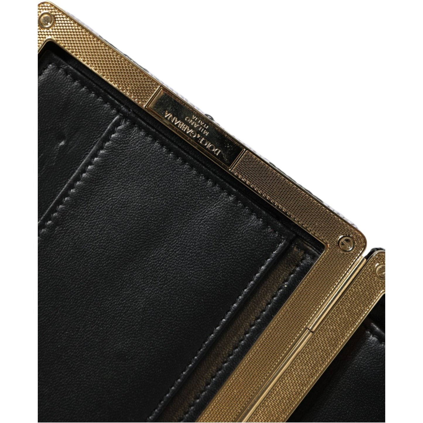 Dolce & Gabbana Black White Gold Frame Clutch Evening Party Purse Bag Dolce & Gabbana Black