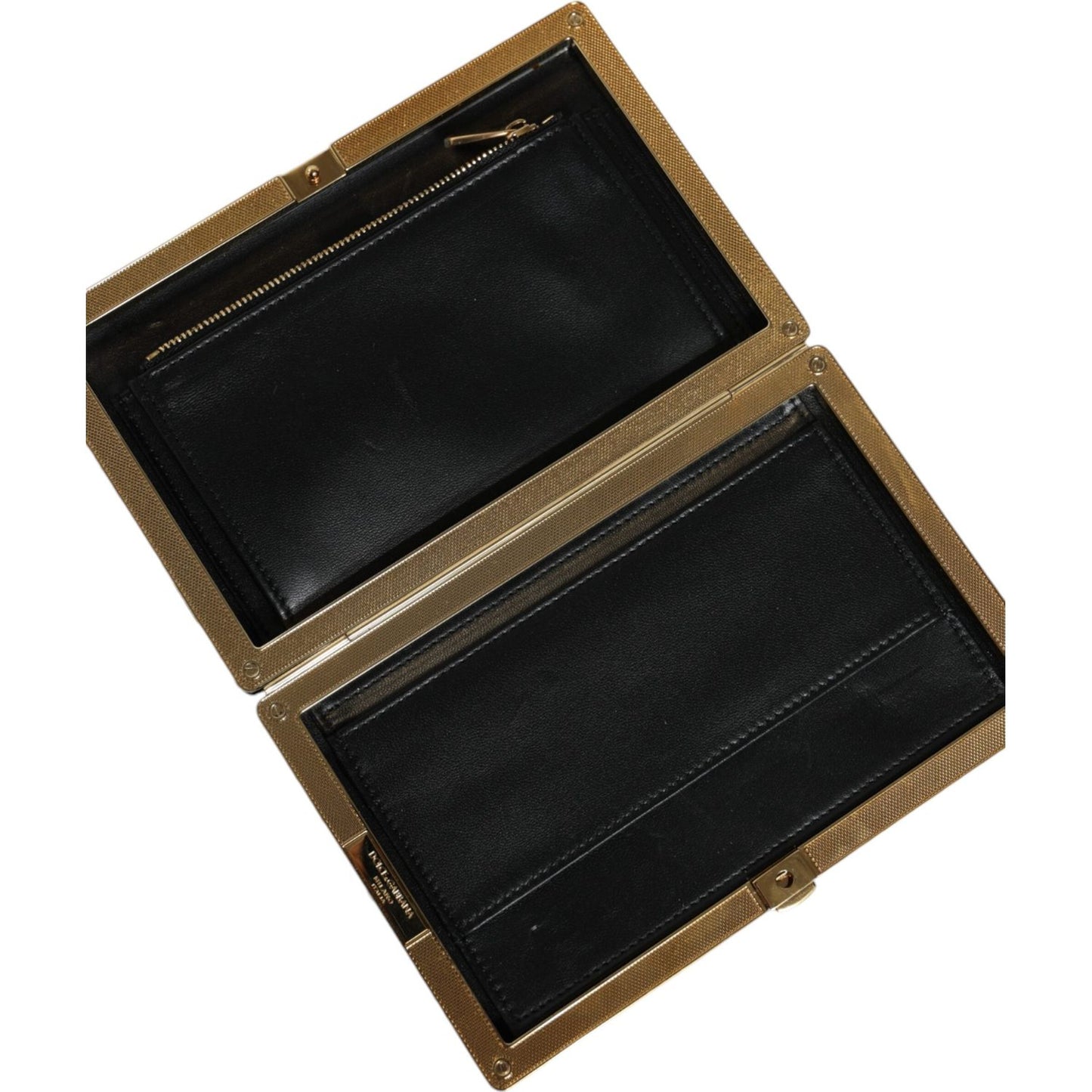 Dolce & Gabbana Black White Gold Frame Clutch Evening Party Purse Bag Dolce & Gabbana Black