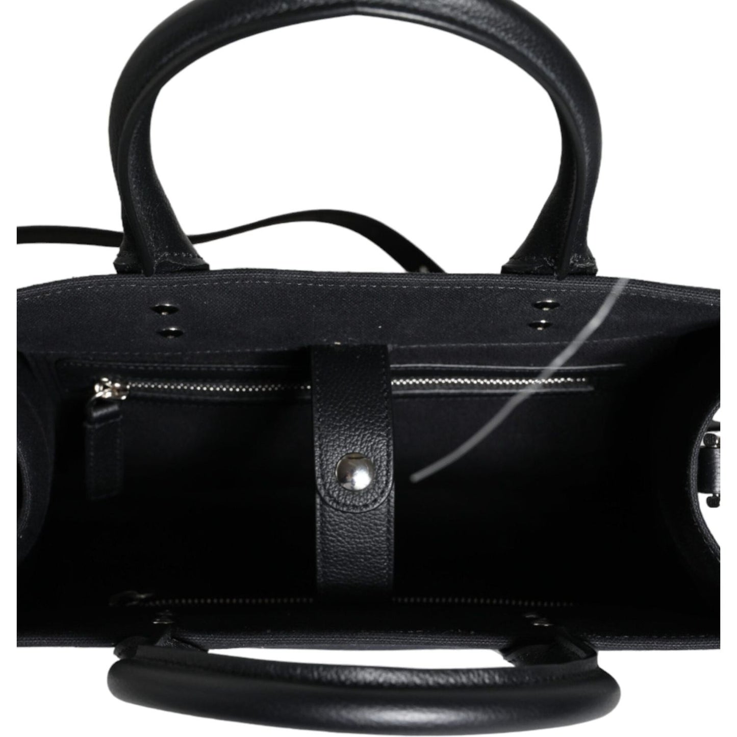 Versace Black Top Handle Canvas Leather Logo Crossbody Tote Bag Versace Black