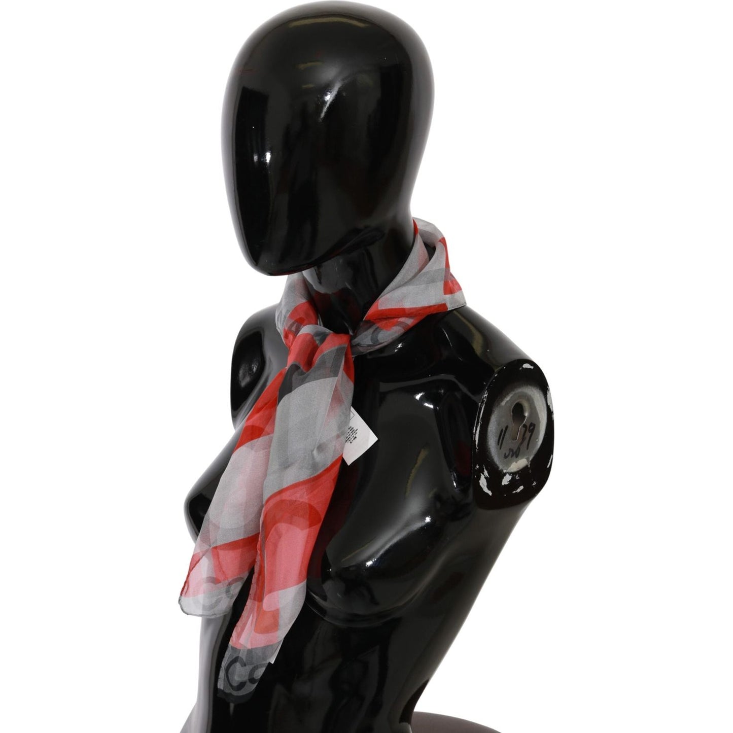 Costume National Gray Red 100% Silk Branded Scarf Costume National Rosy Brown