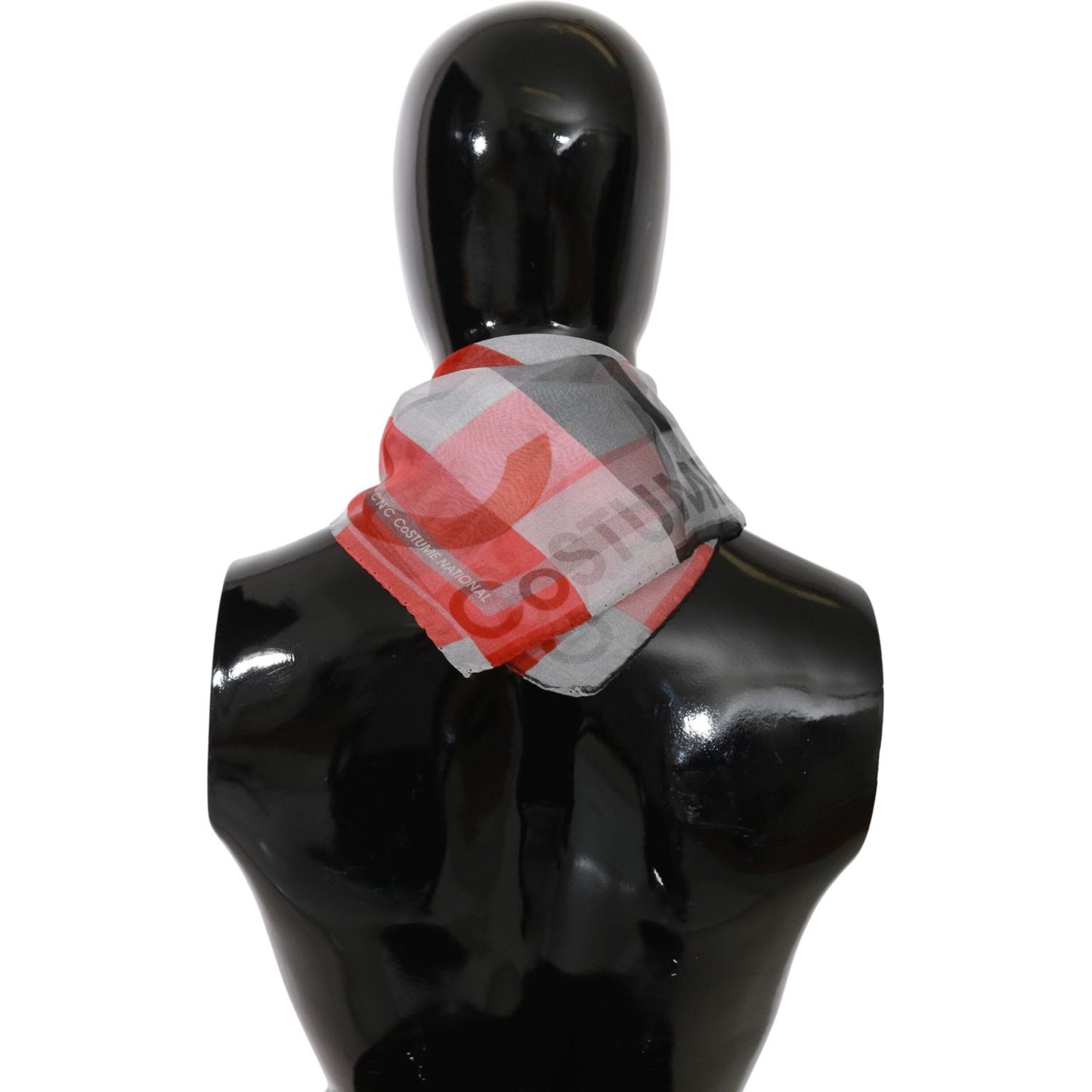 Costume National Gray Red 100% Silk Branded Scarf Costume National Rosy Brown