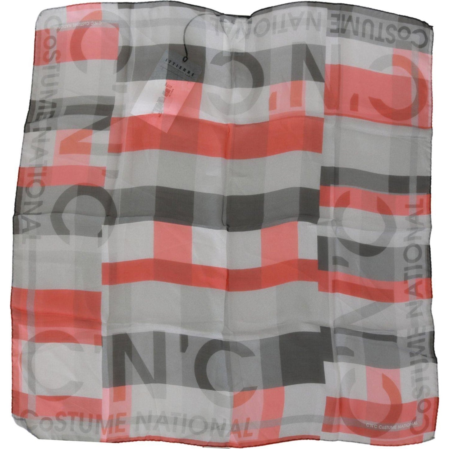 Costume National Gray Red 100% Silk Branded Scarf Costume National Rosy Brown