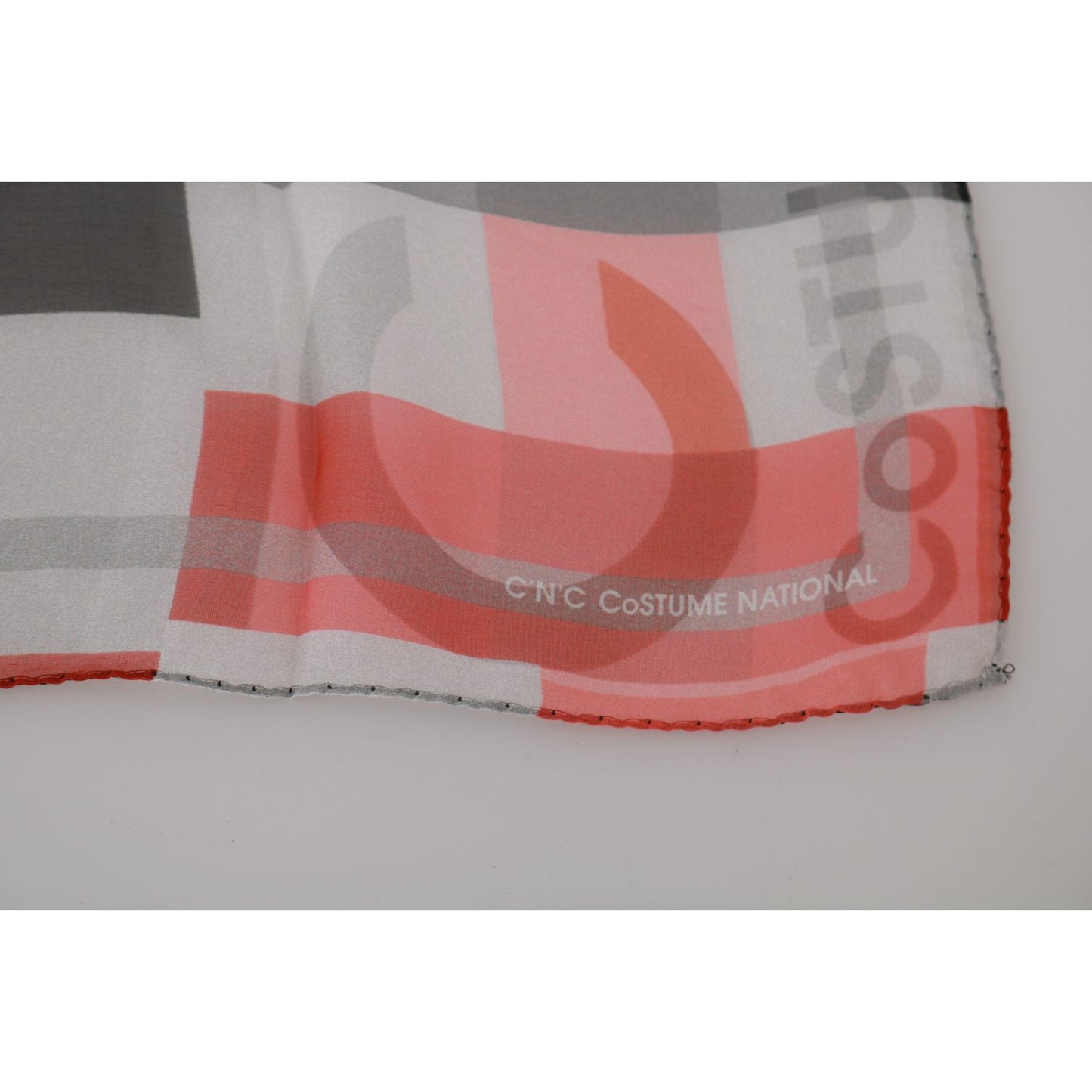 Costume National Gray Red 100% Silk Branded Scarf Costume National Rosy Brown