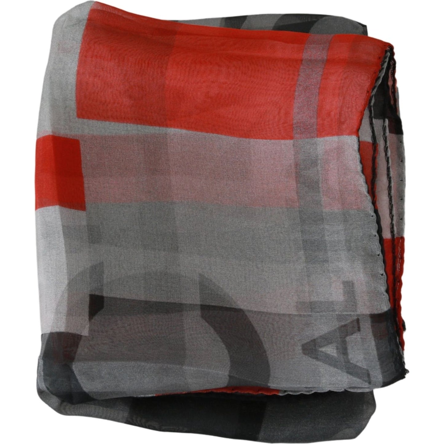 Costume National Gray Red 100% Silk Branded Scarf Costume National Dim Gray