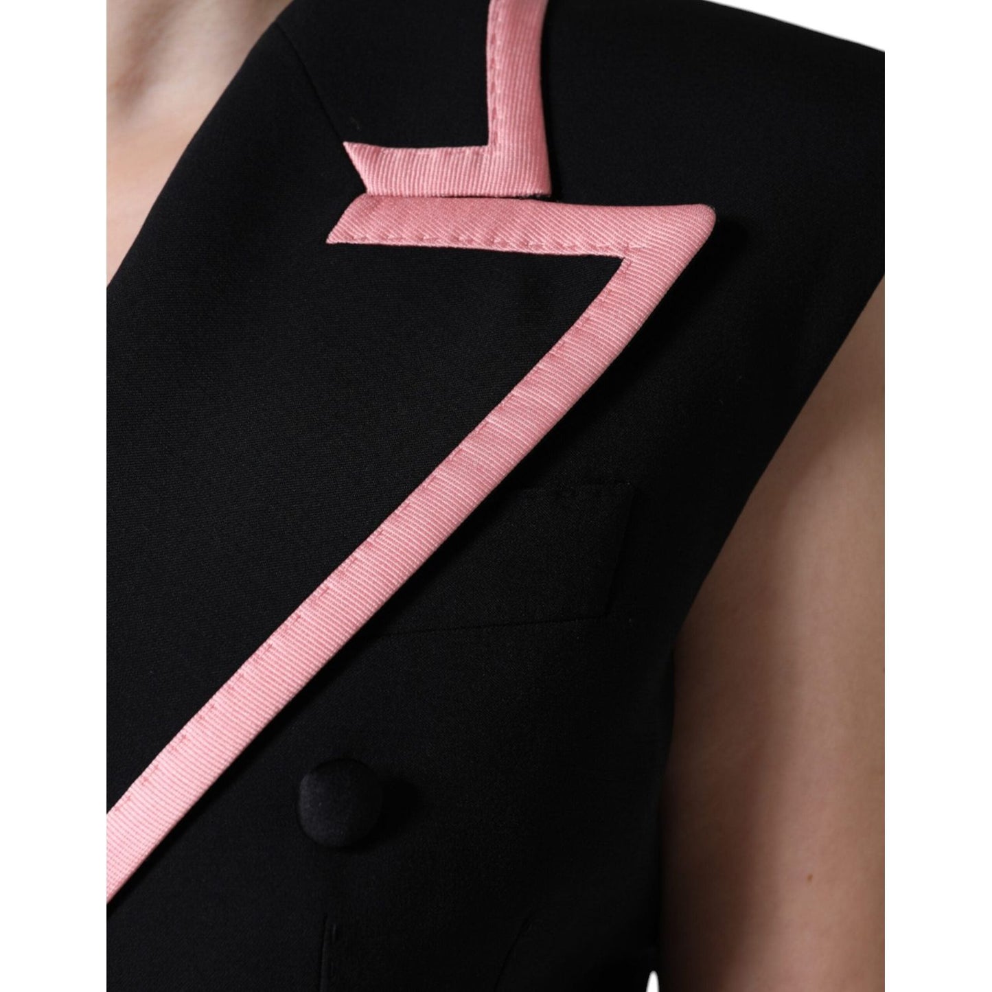 Dolce & Gabbana Black Wool Blend Sleeveless Jumpsuit Dress Dolce & Gabbana Rosy Brown