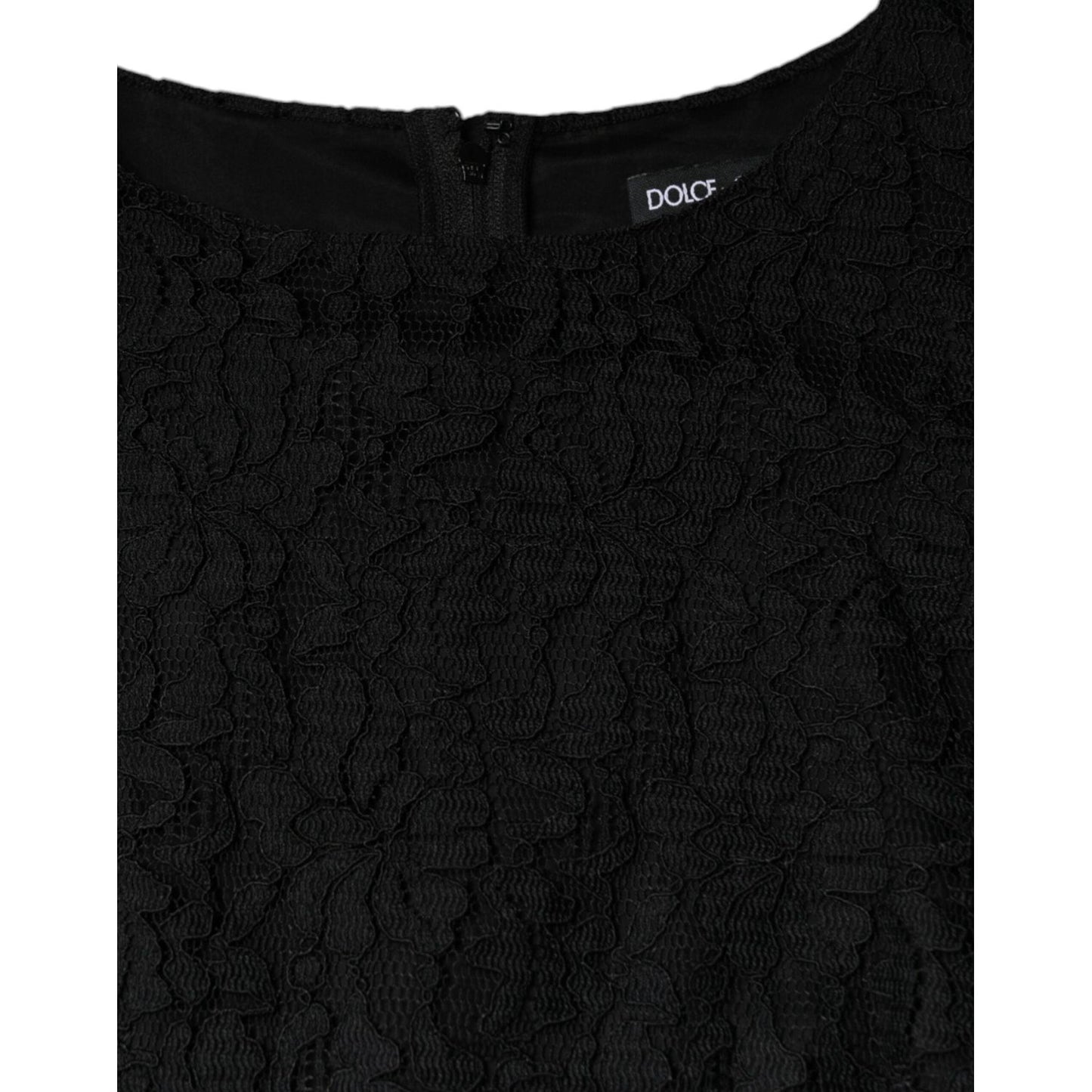 Dolce & Gabbana Black Floral Lace Sheath Sleeveless Mini Dress Dolce & Gabbana Black