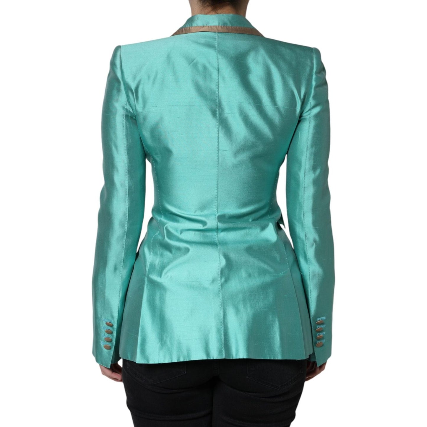 Dolce & Gabbana Metallic Green Single Breasted Blazer Jacket Dolce & Gabbana Cadet Blue