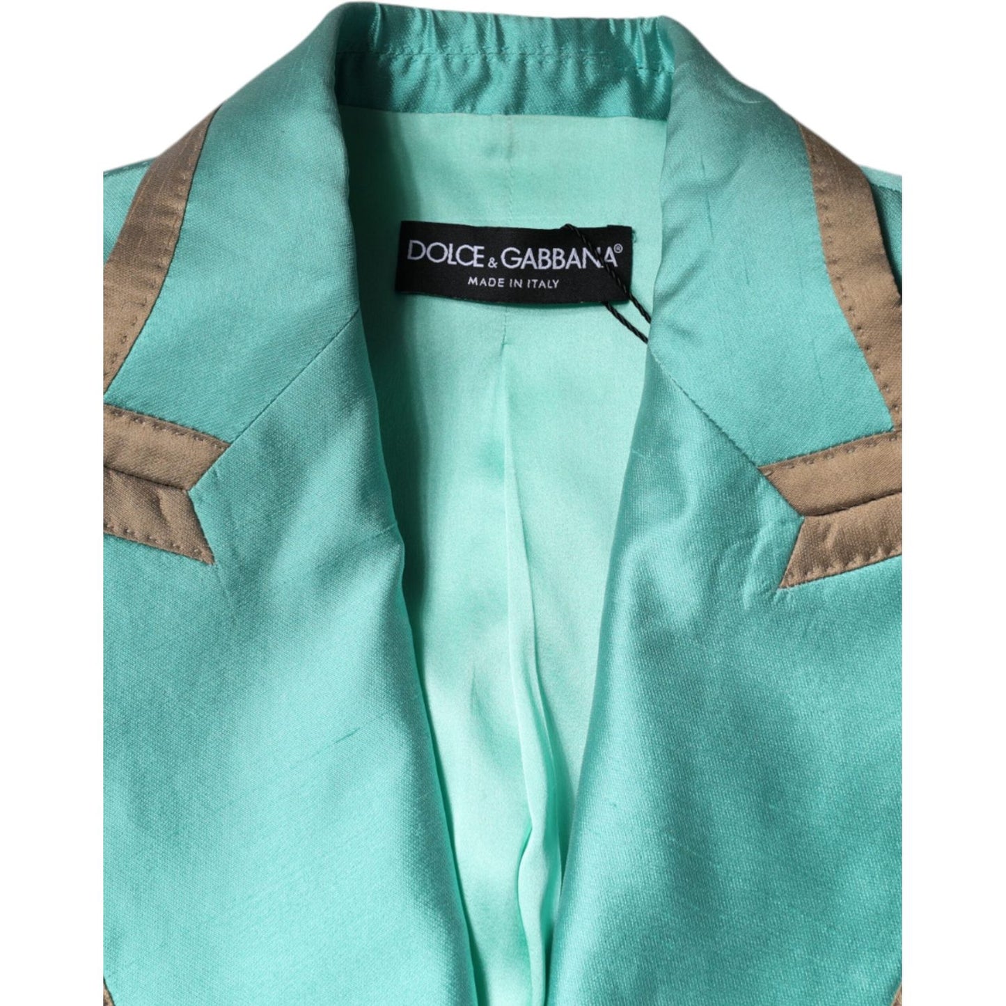 Dolce & Gabbana Metallic Green Single Breasted Blazer Jacket Dolce & Gabbana Medium Aquamarine