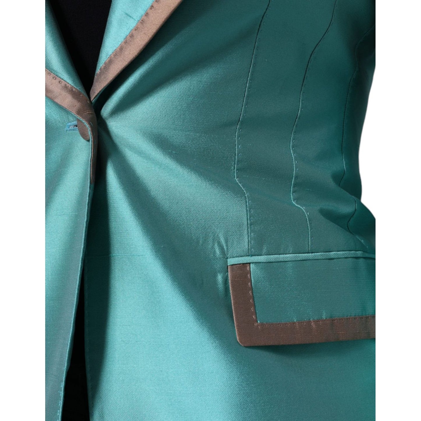 Dolce & Gabbana Metallic Green Single Breasted Blazer Jacket Dolce & Gabbana Dark Slate Gray