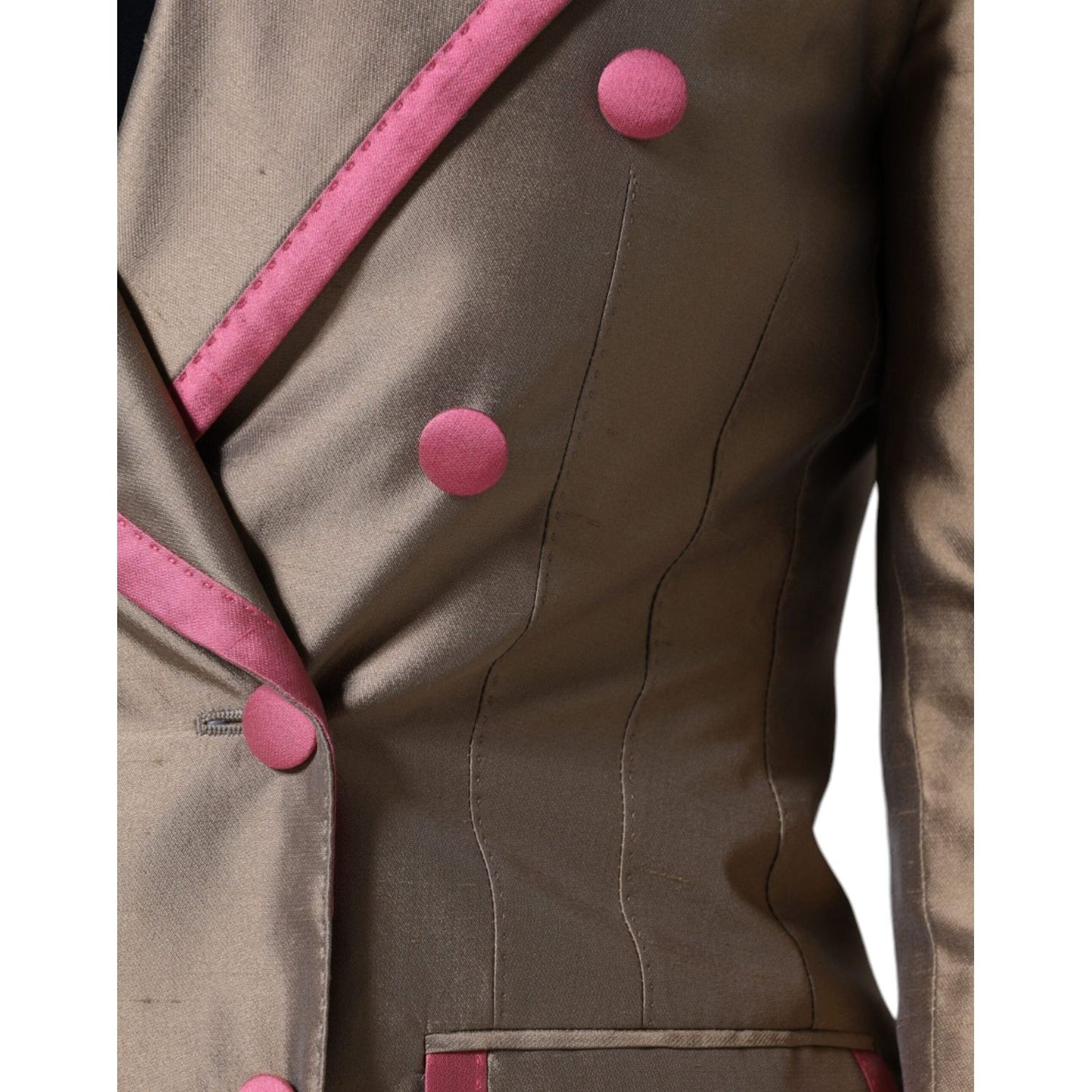 Dolce & Gabbana Metallic Brown Double Breasted Blazer Jacket Dolce & Gabbana Dark Slate Gray