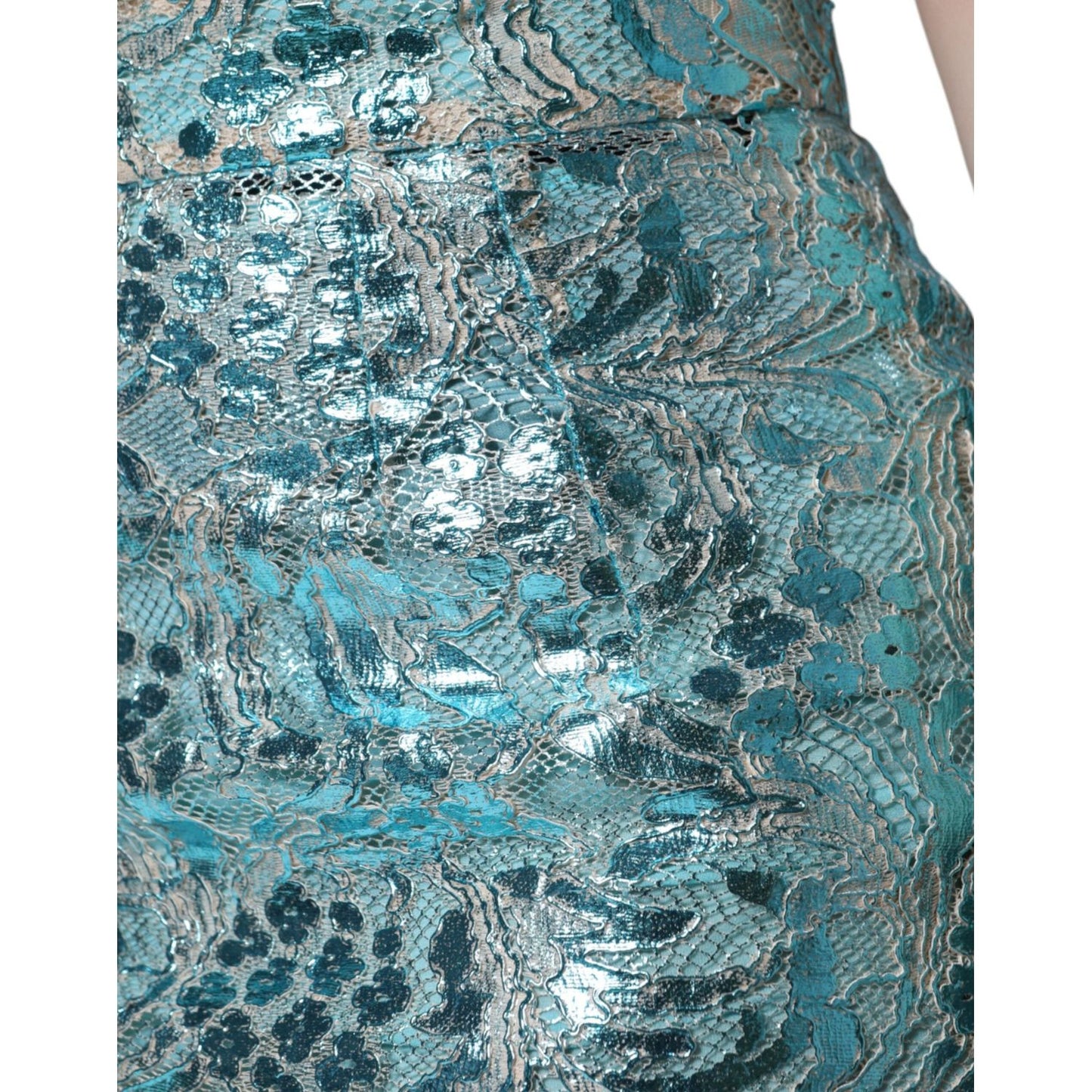 Dolce & Gabbana Blue Floral Brocade High Waist Mini Skirt Dolce & Gabbana Slate Gray