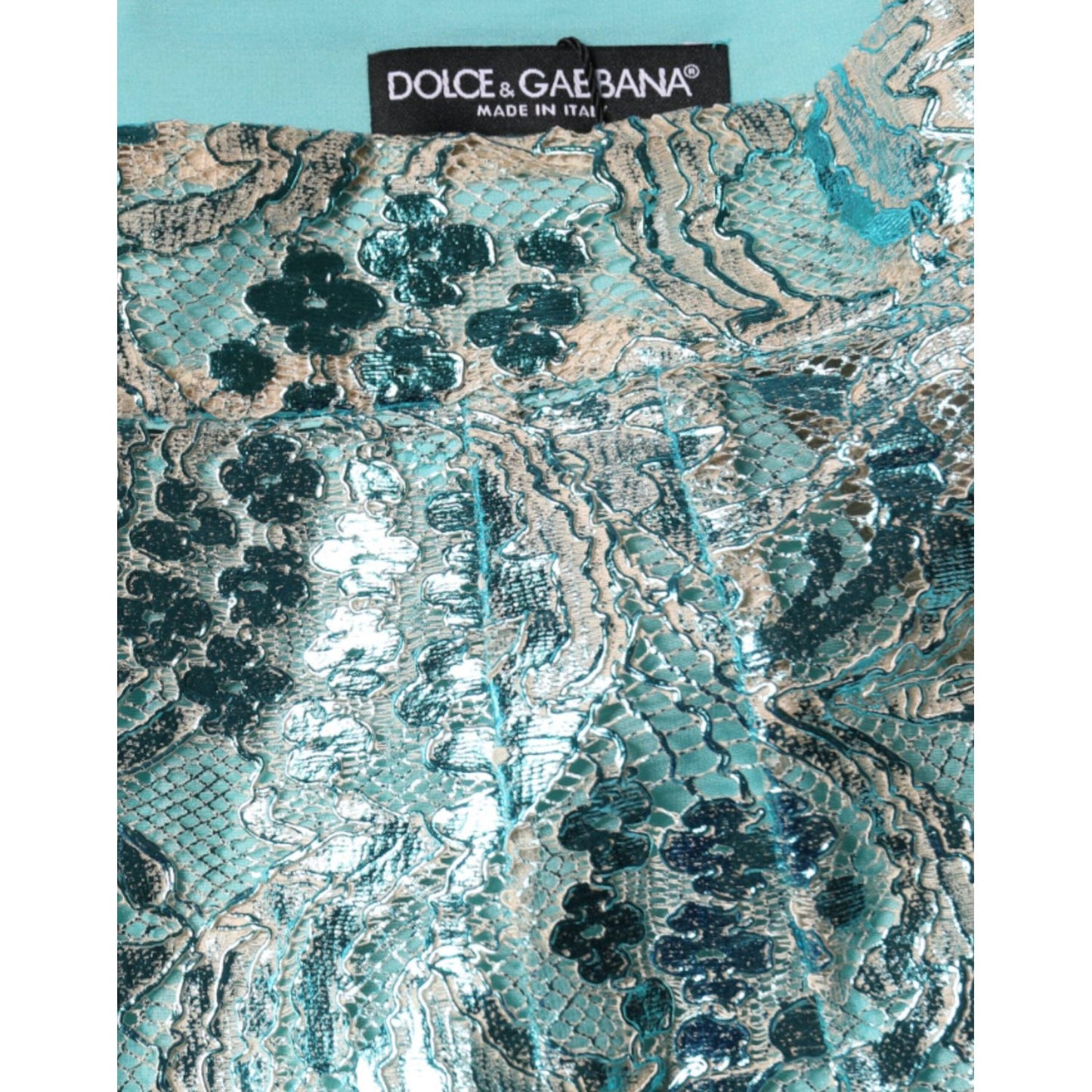 Dolce & Gabbana Blue Floral Brocade High Waist Mini Skirt Dolce & Gabbana Dark Sea Green