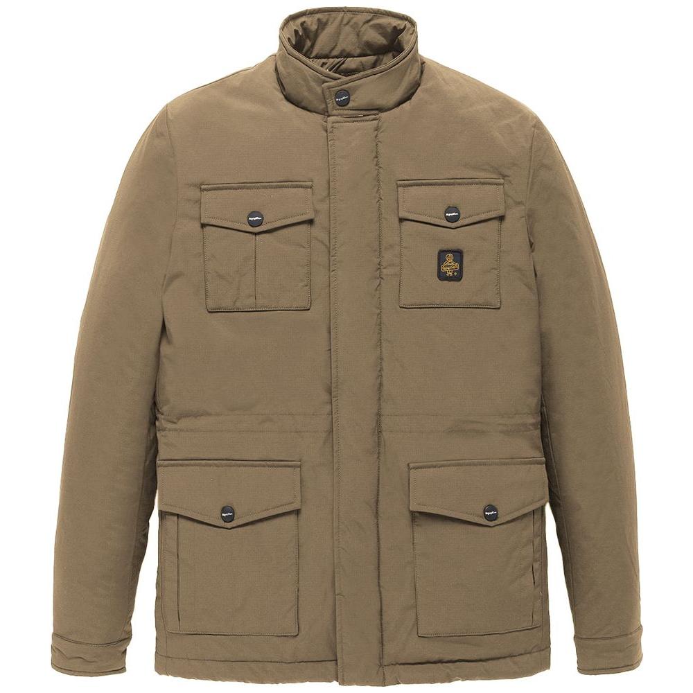 Refrigiwear Brown Nylon Men Jacket Refrigiwear Dim Gray