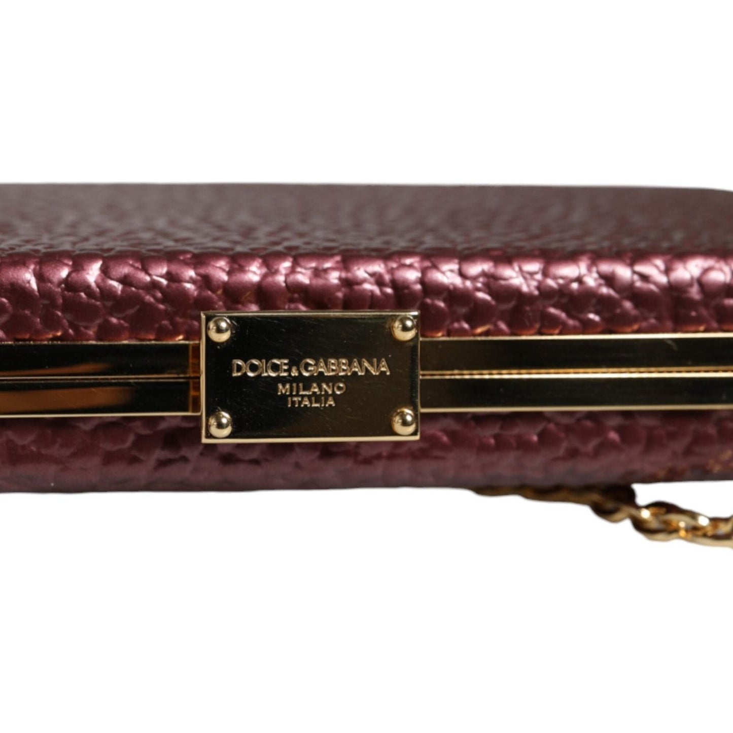 Dolce & Gabbana Maroon Leather Clutch Evening Crossbody Bag Dolce & Gabbana Dark Slate Gray