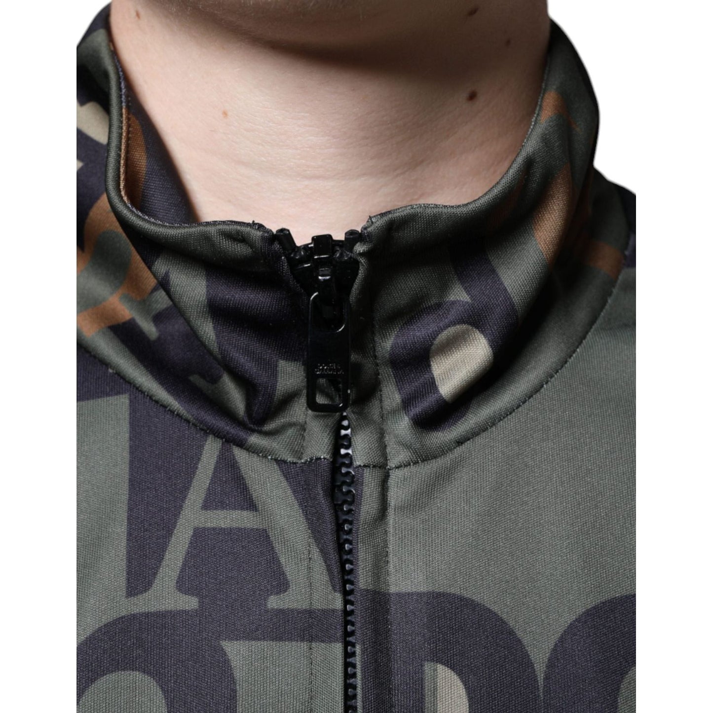 Dolce & Gabbana Army Green Logo Full Zip Polyester Sweater Dolce & Gabbana Dark Slate Gray