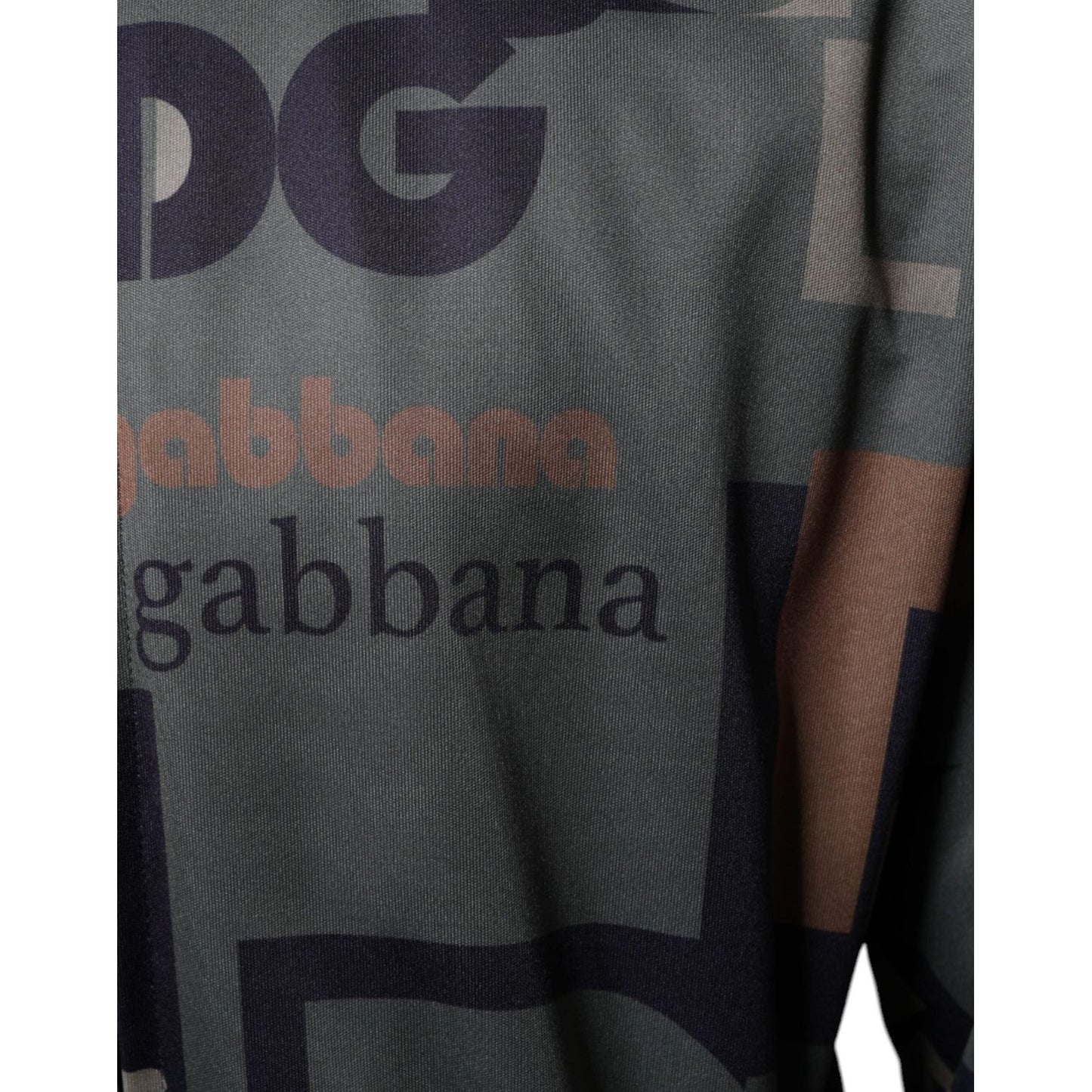 Dolce & Gabbana Army Green Logo Full Zip Polyester Sweater Dolce & Gabbana Dark Slate Gray