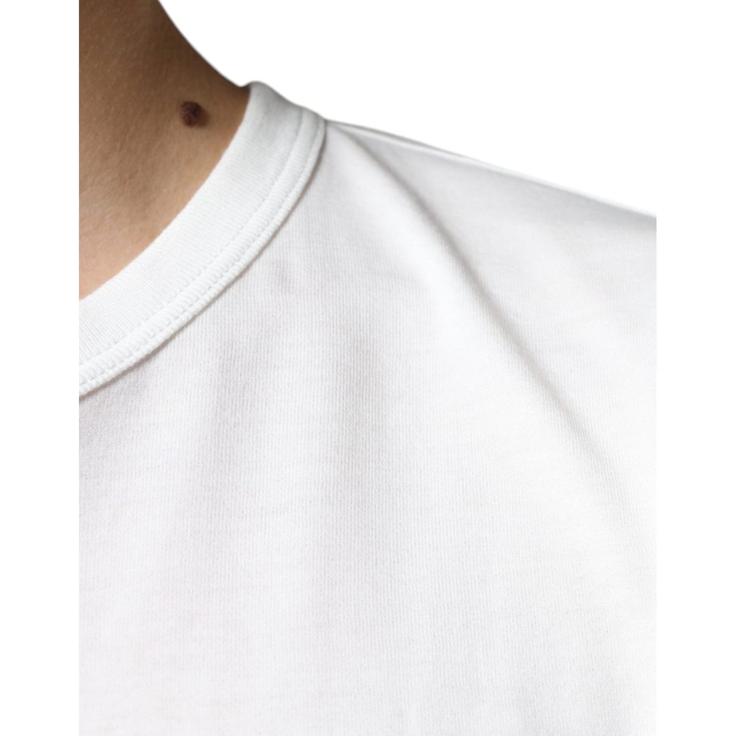 Dolce & Gabbana White Logo Embossed Cotton Crewneck T-shirt Dolce & Gabbana Lavender