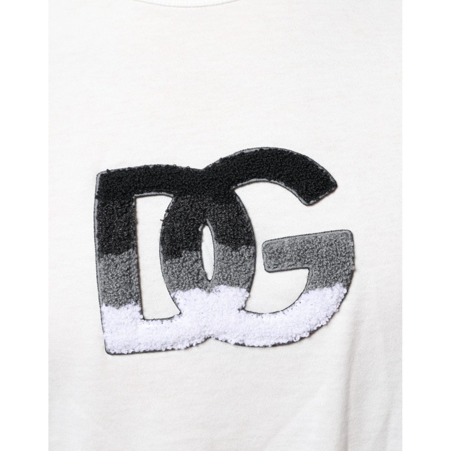 Dolce & Gabbana White Cotton DG Logo Print T-shirt Dolce & Gabbana White Smoke